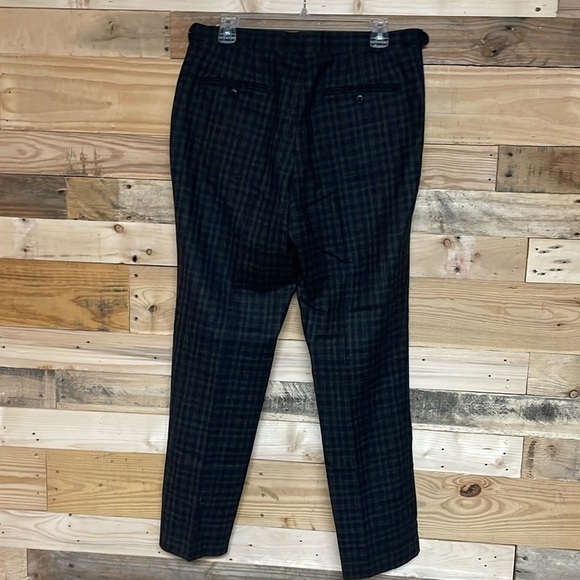 Reiss size 32x30 Black and Brown Plaid 100% Wool Dress Pants with Pockets - Picture 10 of 12